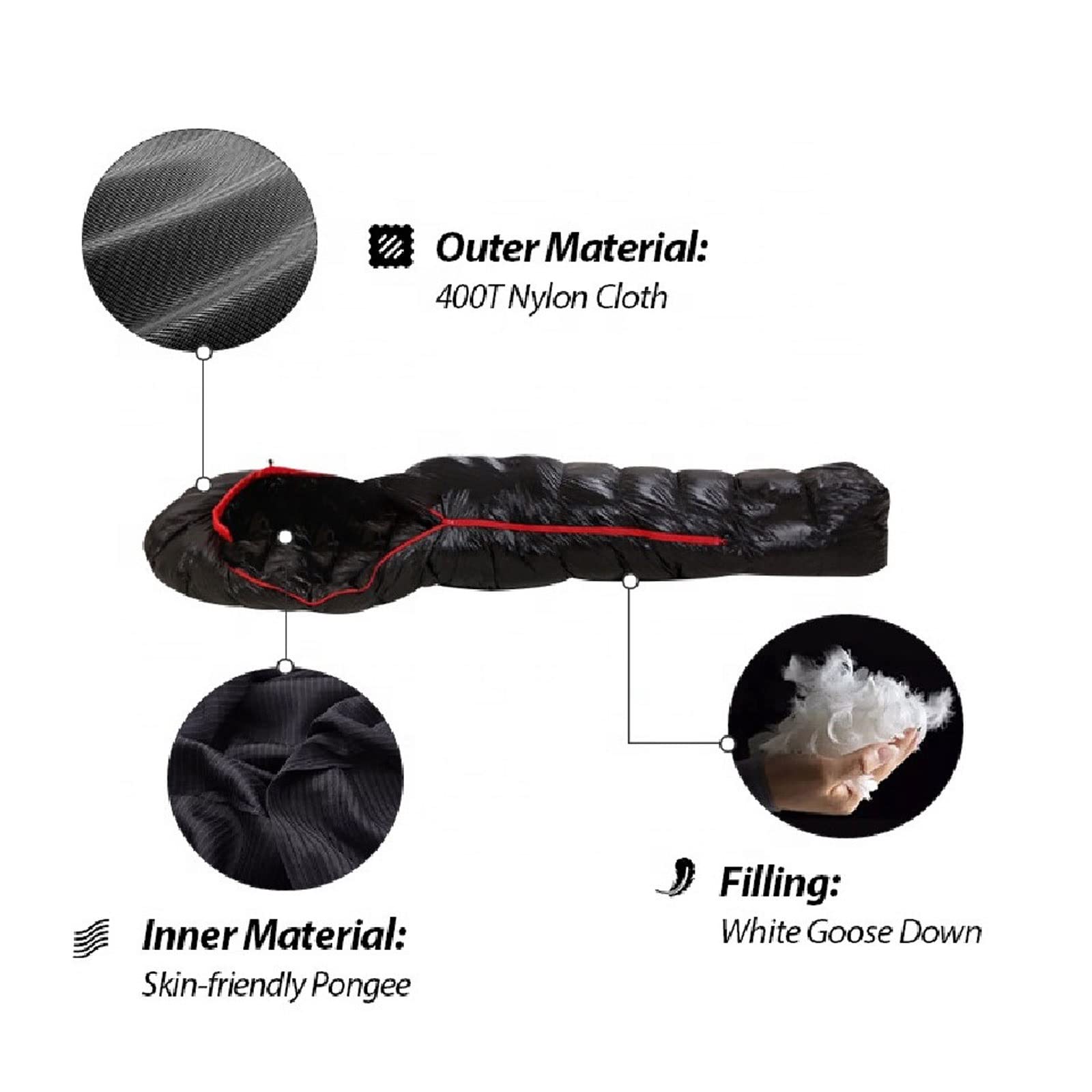 Спальний мішок MYVVKIA для 4 сезонів легкий портативний водонепроникний білий кемпінговий з компресійним чохлом, фото №6 Спальний мішок MYVVKIA для 4 сезонів легкий портативний водонепроникний білий кемпінговий з компресійним чохлом, фото №6