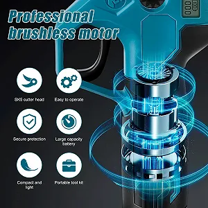 Акумуляторний гілкоріз WingFly, електричний секатор з 2 акумуляторами, безщітковий двигун, максимальний діаметр різання 28 мм, синій synthetic.ua - Фото 1