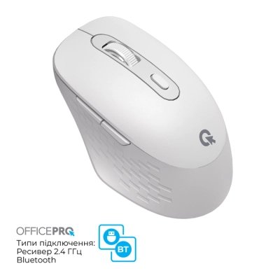 Мышка OfficePro M265W Wireless/Bluetooth Silent Click White (M265W), фото №5 Мышка OfficePro M265W Wireless/Bluetooth Silent Click White (M265W), фото №5