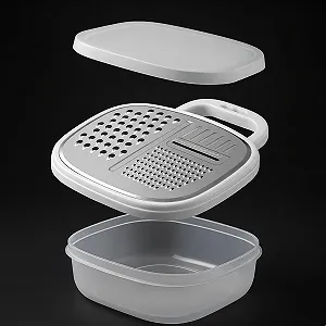 Терка кухонная с контейнером и крышкой Kitchen Professional Rasp с 3 разными лезвиями и пищевым контейнером synthetic.ua - Фото 1