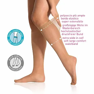 Панчохи alber's Sensitive Curvy, 10 пар, жіночі, тонкi, до коліна, еластичний комфортний пояс, 20 ден, один розмір synthetic.ua - Фото 1