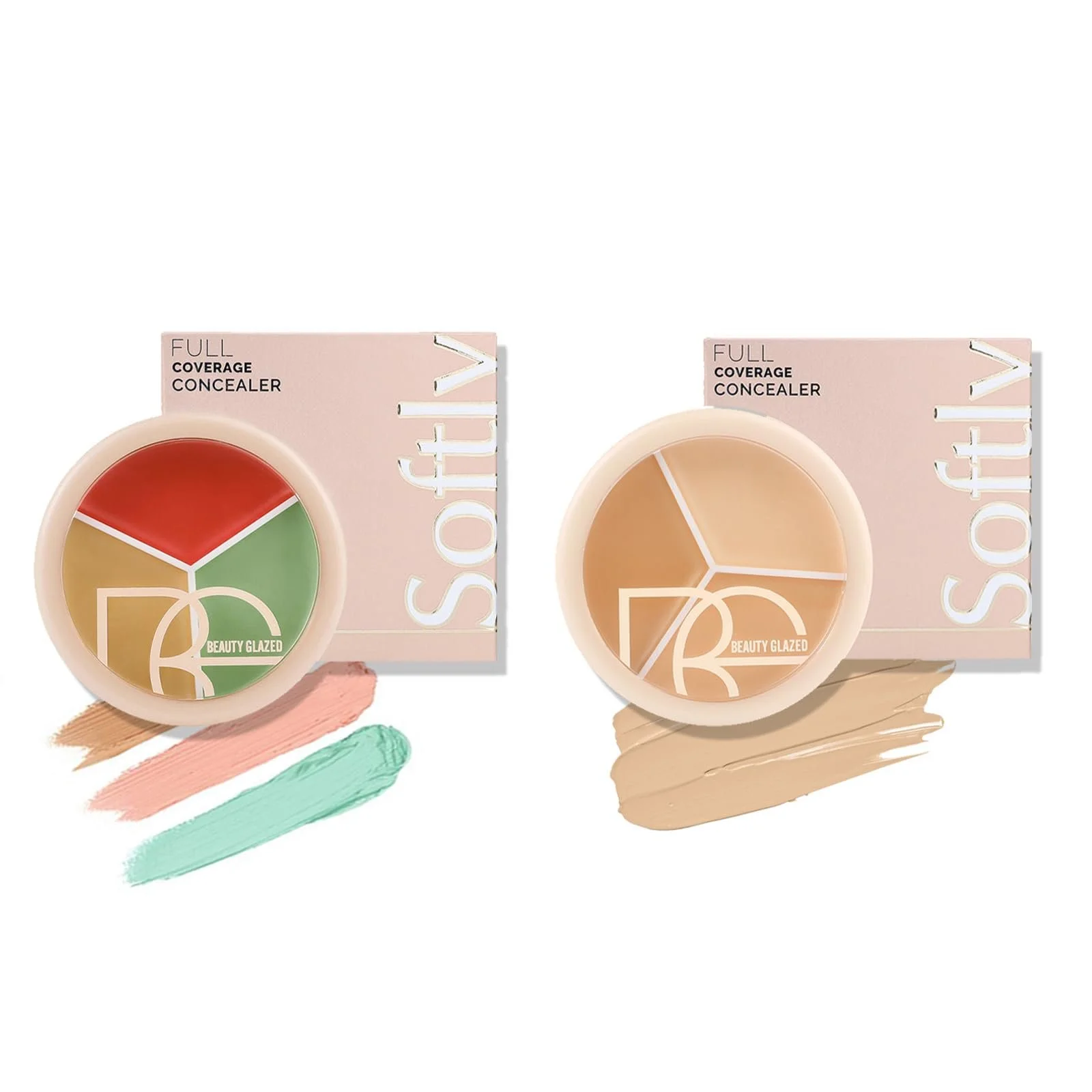 Консилер Палетка Holzsammlung 3 цвета для контуринга Водостойкий С полным покрытием Для индивидуального смешивания Корректирующий Скрывает темные круги и пятна 2 x 10 г, фото №1