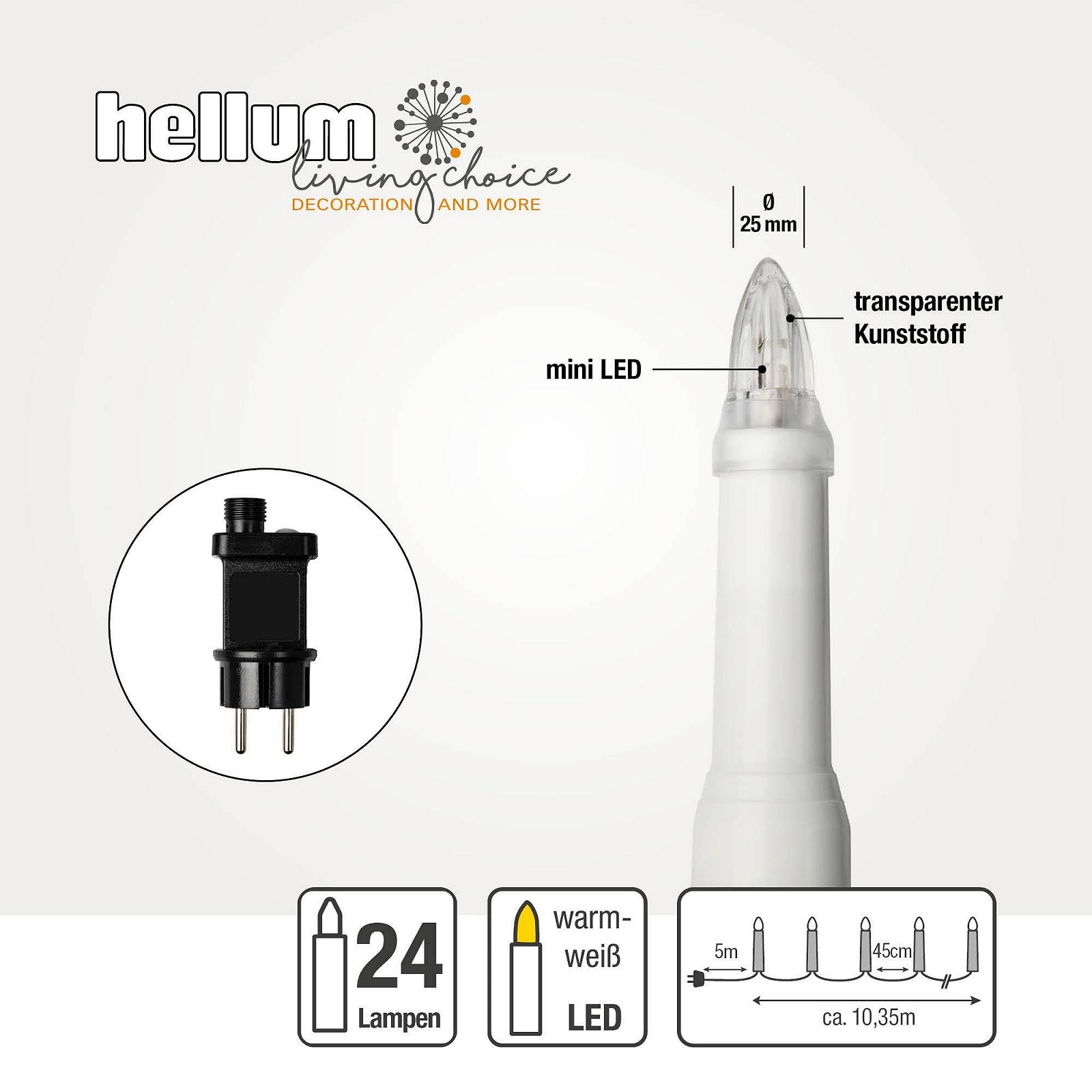 Свечи Hellum, 24 теплых белых светодиода, 1035 см, 59 лм, расстояние 45 см, зеленый кабель, белый кабель питания 5 м для улицы, фото №2
