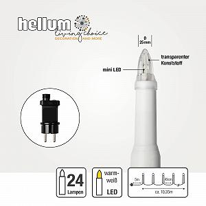 Свечи Hellum, 24 теплых белых светодиода, 1035 см, 59 лм, расстояние 45 см, зеленый кабель, белый кабель питания 5 м для улицы synthetic.ua - Фото 1