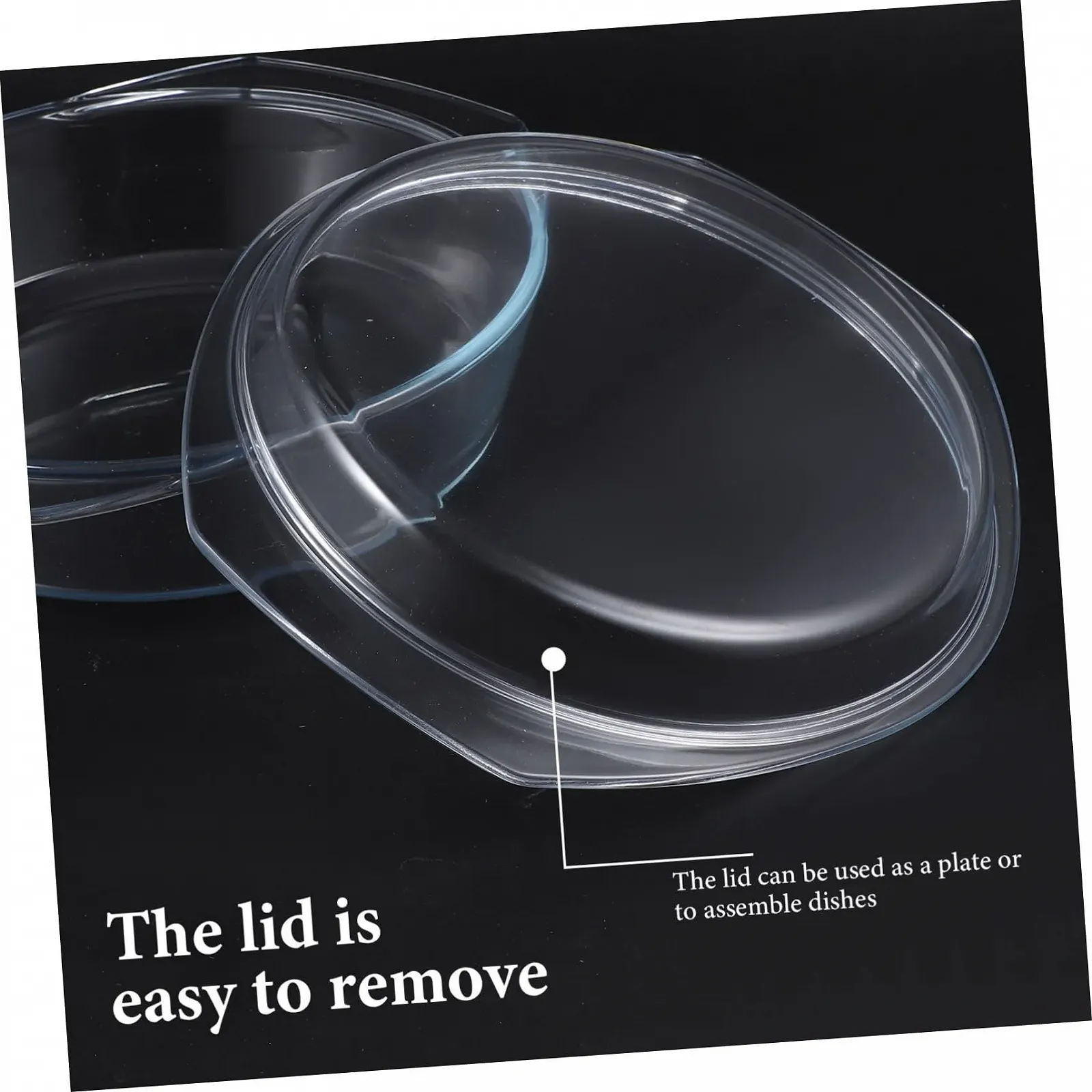 Форма для запекания стеклянная INOOMP с плоской крышкой, термостойкая, с ручками, фото №3