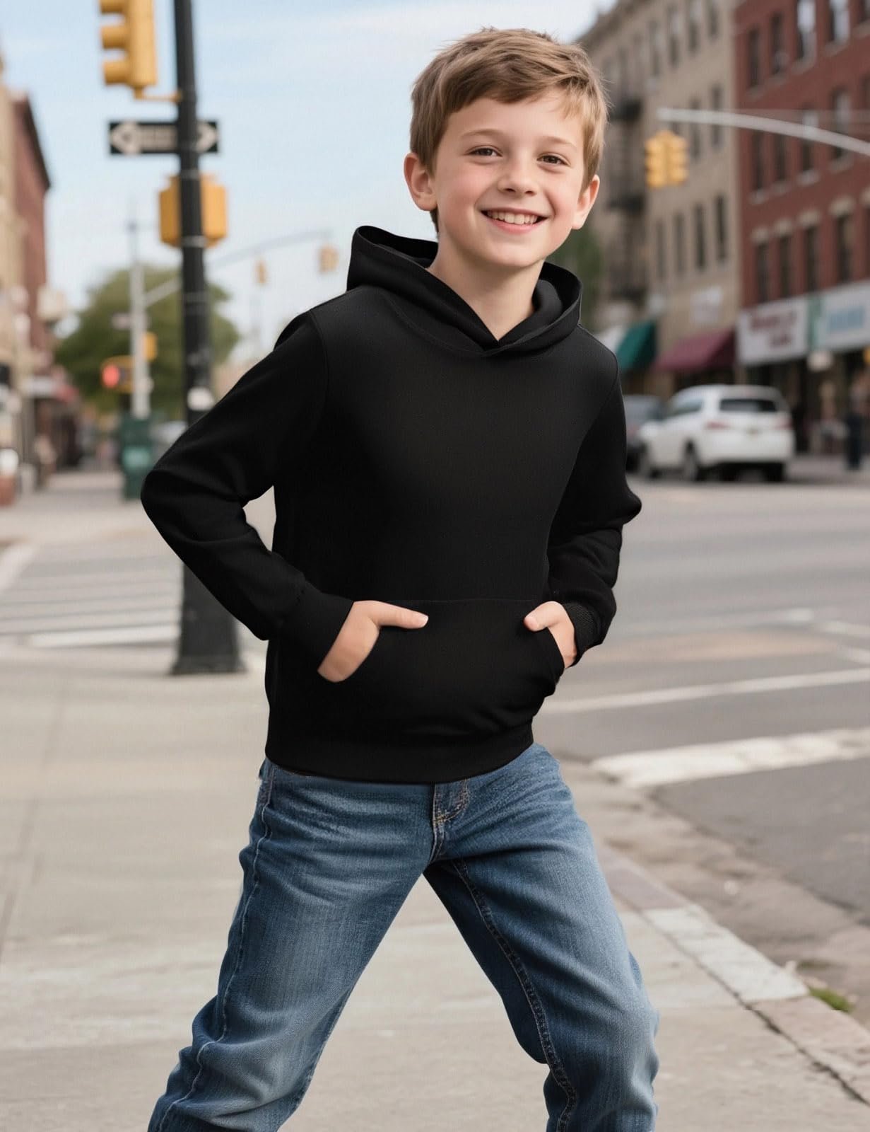 Худі MOMBEBE COSLAND Дитячий для хлопчиків, Однотонний, фото №3