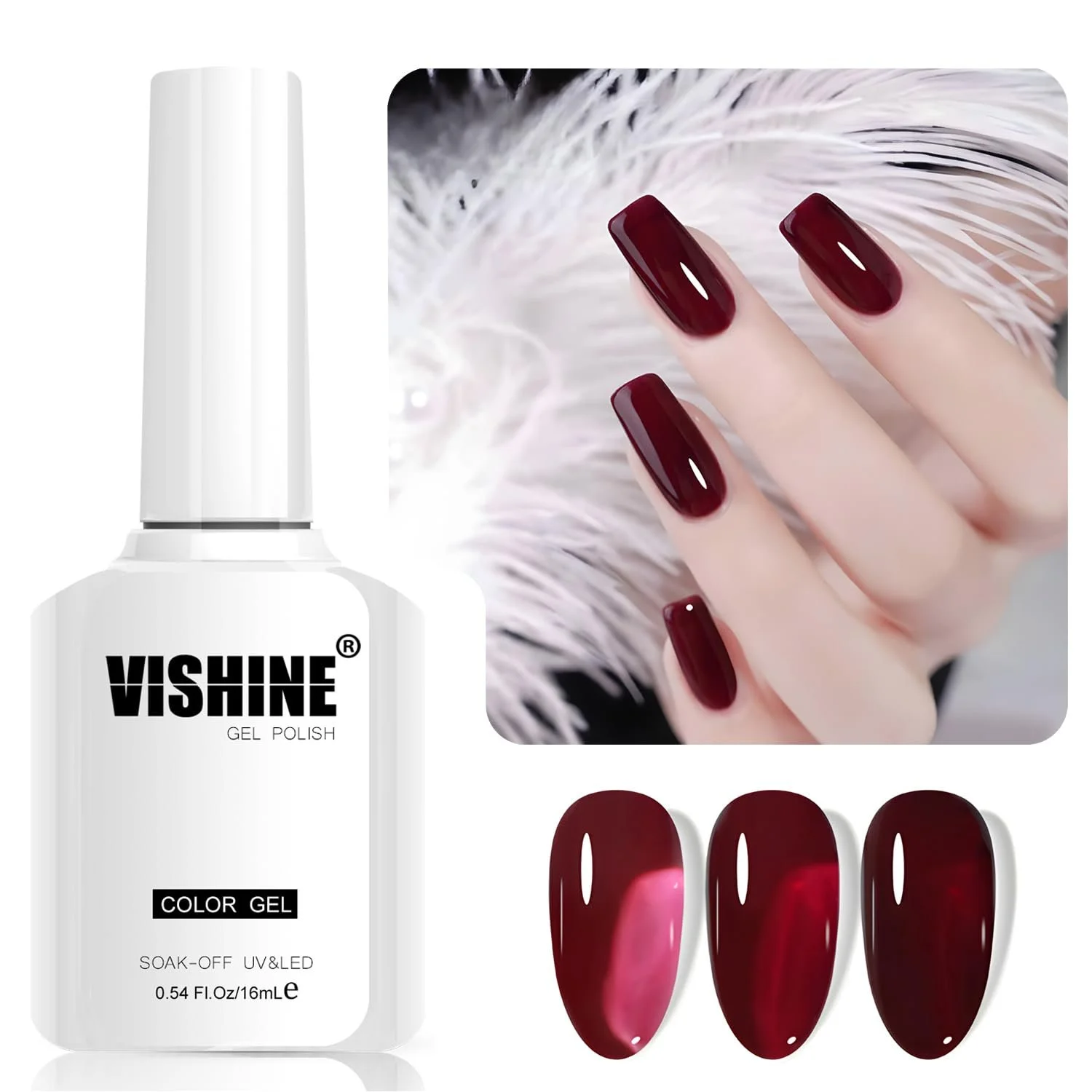 Гель-лак Vishine L299 Винно-червоний, 16 мл, фото №1