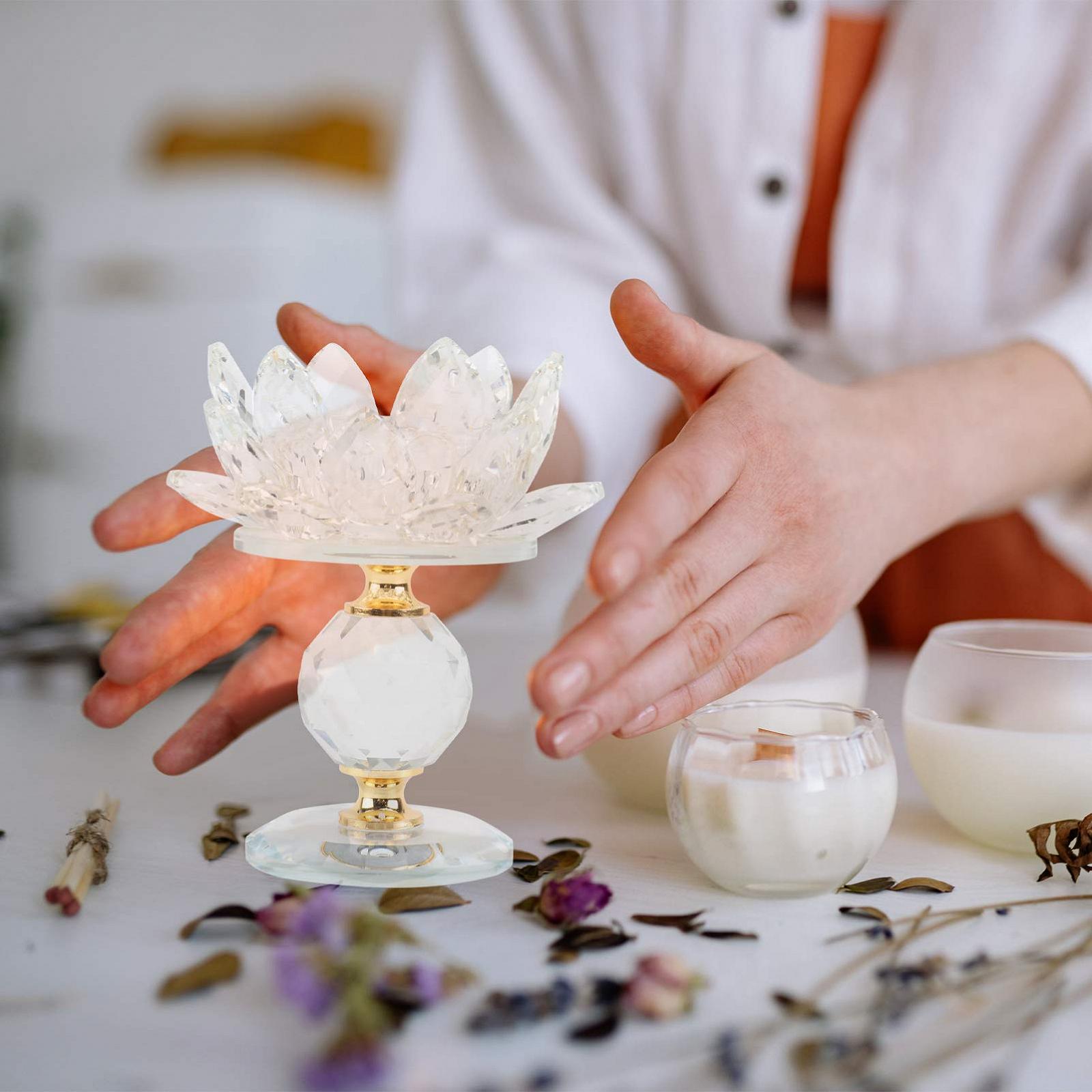 Тримач для свічок VOSAREA Crystal Lotus Buddhist Lotus Candlestick Flower Candle Tansparency, фото №2 Тримач для свічок VOSAREA Crystal Lotus Buddhist Lotus Candlestick Flower Candle Tansparency, фото №2