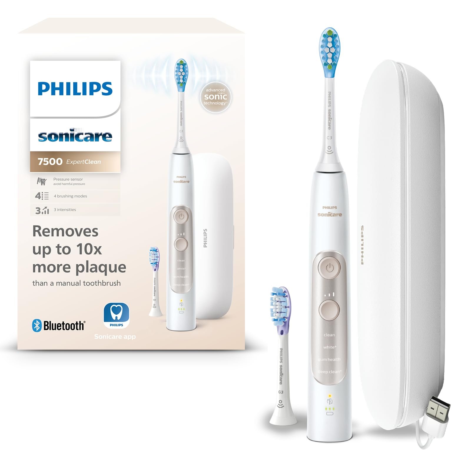Зубная щетка электрическая Philips Sonicare ExpertClean 7500 Белая, фото №1
