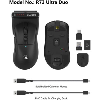 Мышка A4Tech Bloody R73 Ultra Duo Wireless Black (4711421002356), фото №12