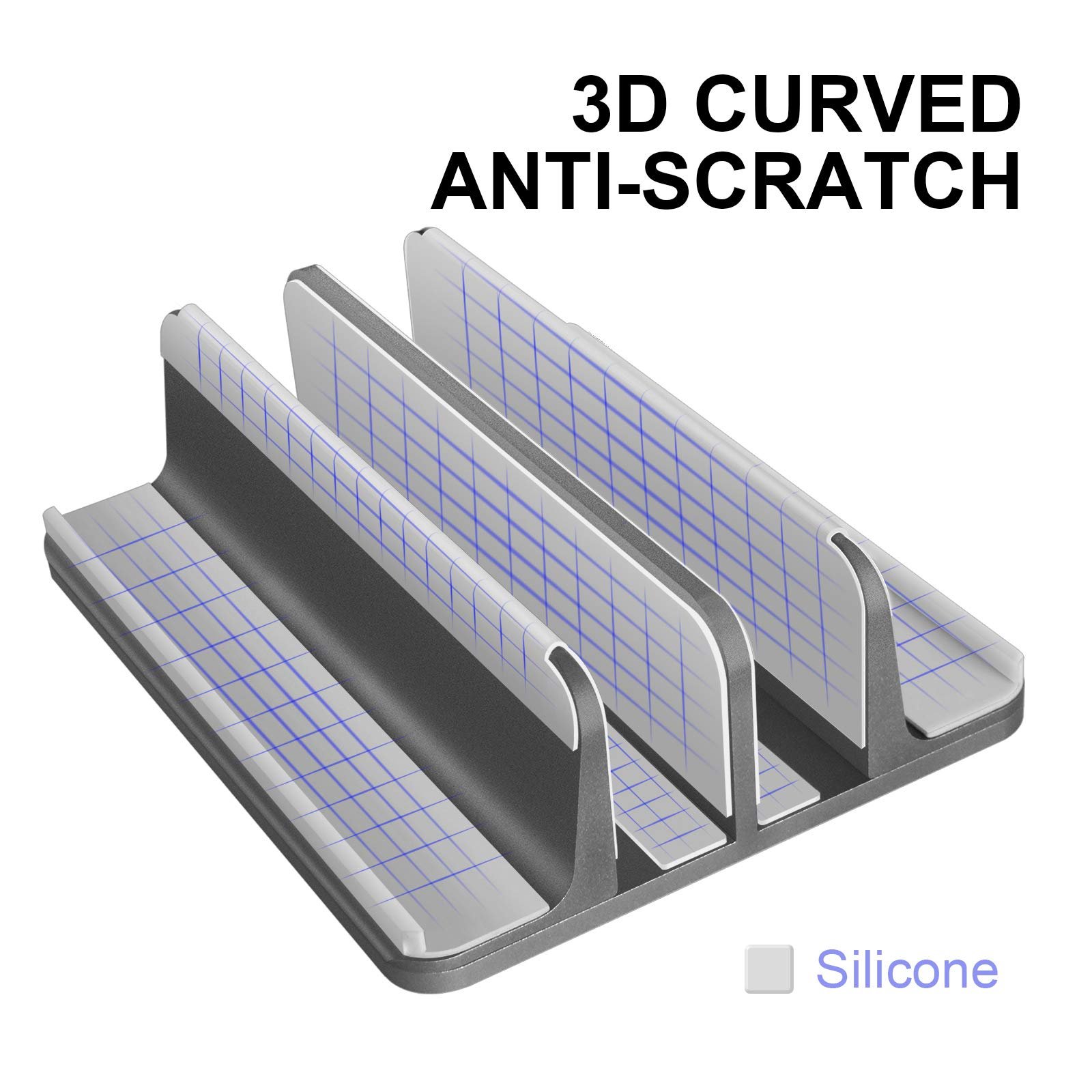 Вертикальная Подставка для Ноутбука Двойная Регулируемая 4 Отделения Серый, фото №4 Вертикальная Подставка для Ноутбука Двойная Регулируемая 4 Отделения Серый, фото №4
