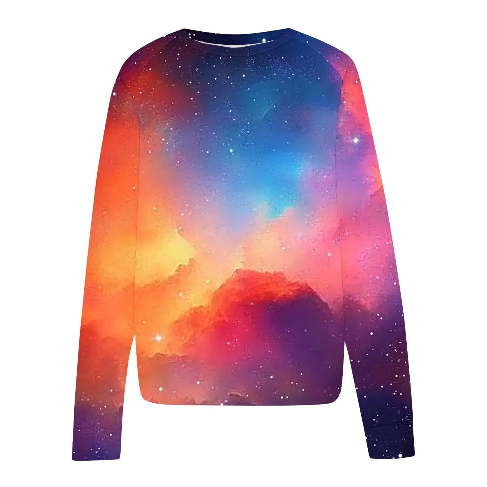 Лонгслив Komiseup Galaxy Женский Лонгслив Круглый вырез Толстовка без капюшона 3D Галактика Принт Пуловер Модный Звездное небо Лонгшерт Большие размеры Streetwear 21, фото №4