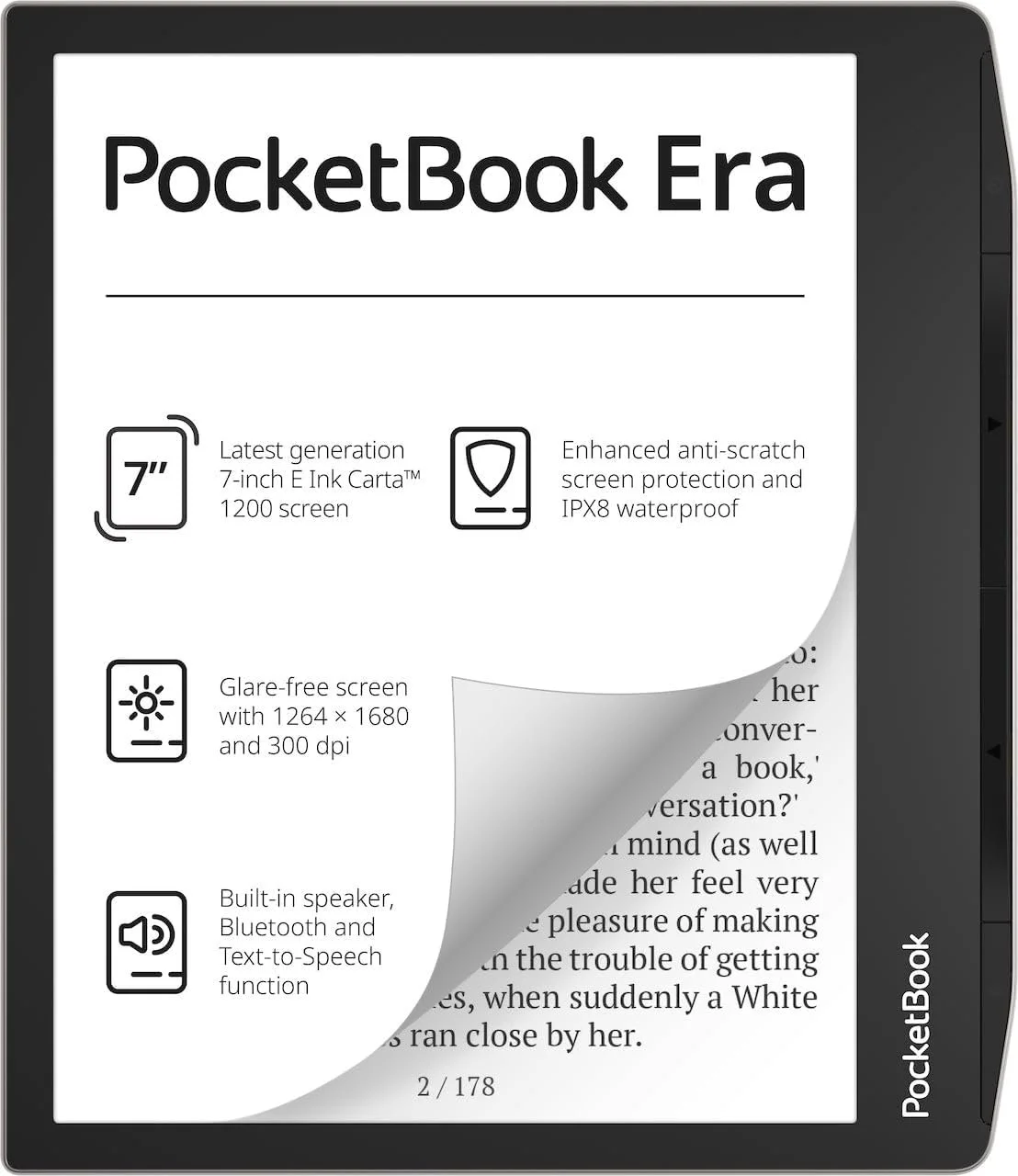 Електронна книга 7" PocketBook Era PB700 / 16ГБ / Linux / Wi-Fi / Bluetooth / Сенсорний E-Ink Carta екран (1680 × 1264) / Налаштовувана яскравість / Вологозахищеність IPX8 / Динаміки / До 4 тижнів роботи від батареї / Сірий, фото №1 Електронна книга 7" PocketBook Era PB700 / 16ГБ / Linux / Wi-Fi / Bluetooth / Сенсорний E-Ink Carta екран (1680 × 1264) / Налаштовувана яскравість / Вологозахищеність IPX8 / Динаміки / До 4 тижнів роботи від батареї / Сірий, фото №1