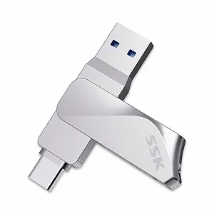 Флеш-накопичувач SSK 256GB USB 3.2 Type C Dual OTG Metal - Фото 1