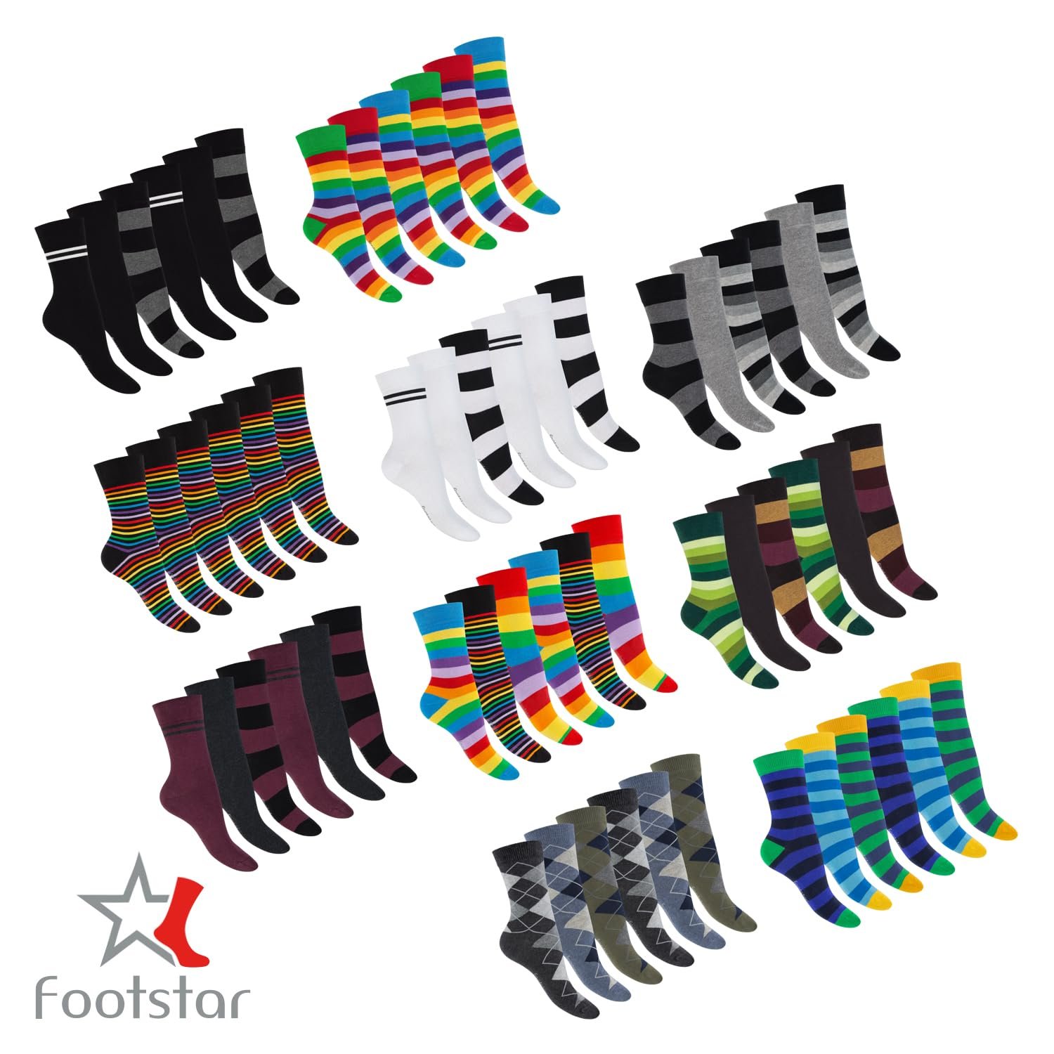 Полосатые носки Footstar для женщин и мужчин, 6 пар, фото №6