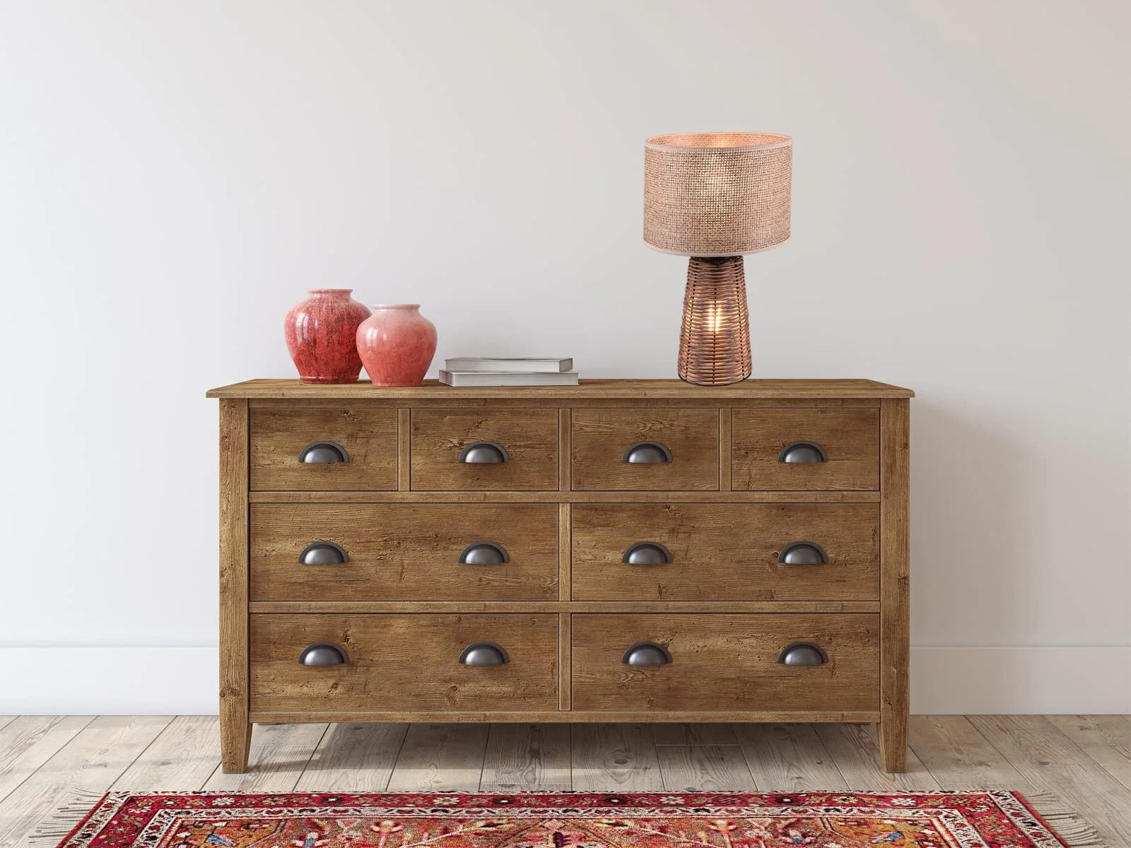 Настільна лампа meineWunschleuchte Rattan Wicker 40 см Коричнева, фото №9