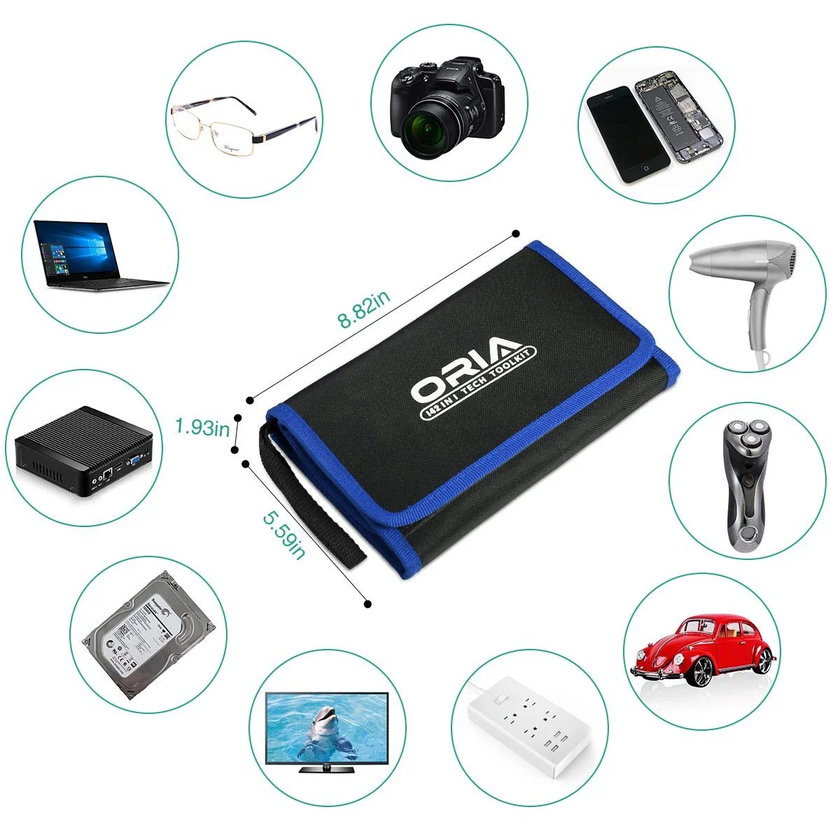 Набір викруток Oria 86-в-1 Precision з 56-бітним магнітним комплектом електронний інструмент, фото №6