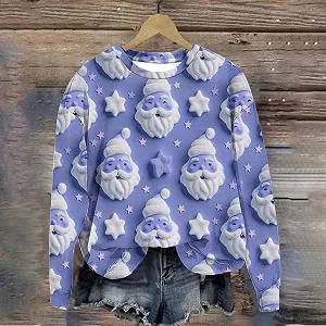 Женский Рождественский свитшот с круглым вырезом, Рождественский джемпер с принтом, Модный свитер, Зимний джемпер synthetic.ua - Фото 1