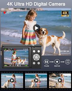 Цифровой фотоаппарат 4K Brand 48MP с автофокусом, карта 32 ГБ, 16-кратный цифровой зум, компактный, 2 аккумулятора, для начинающих synthetic.ua - Фото 1