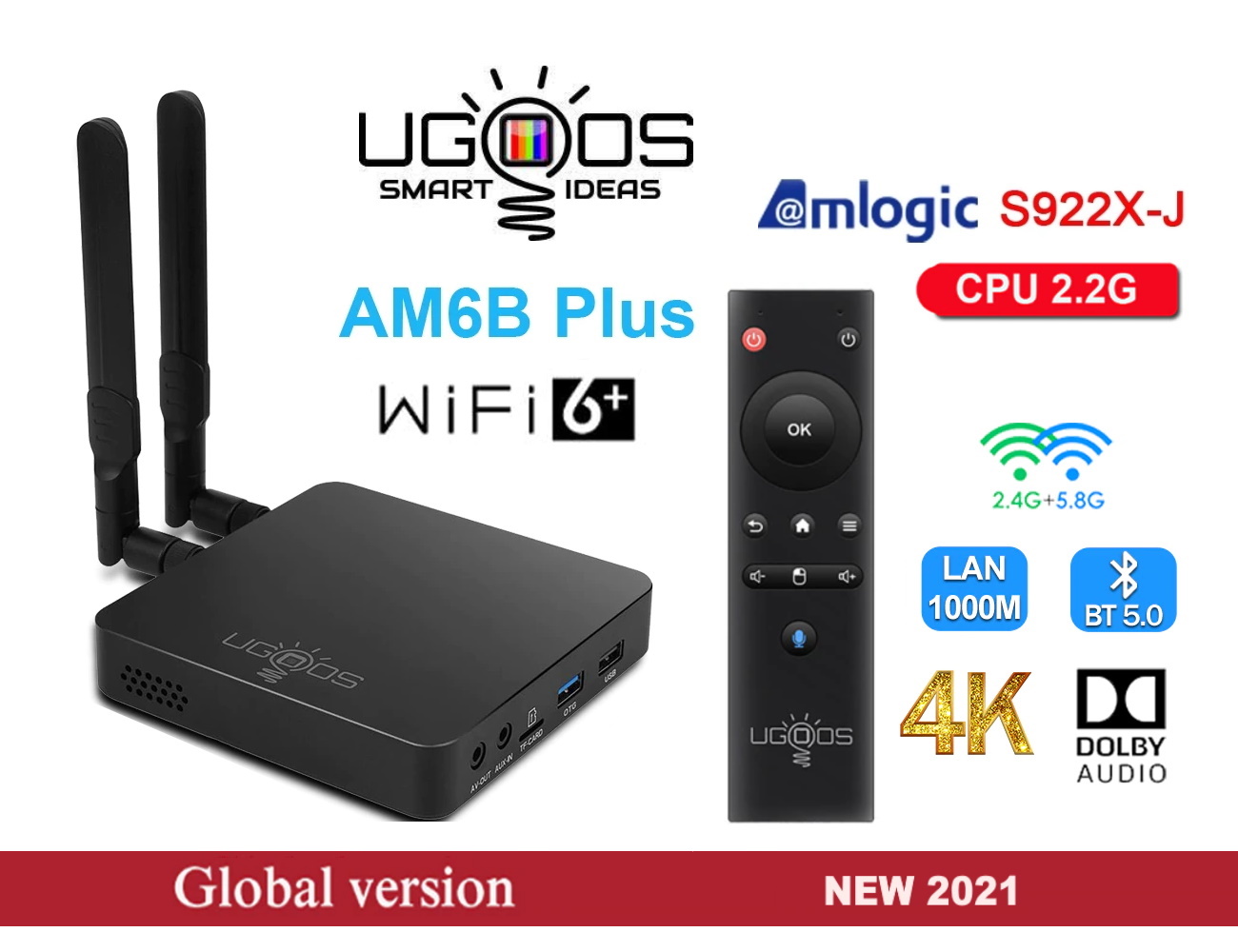Медиаплееры Ugoos AM6B Plus New Wi-Fi 6 4/32Gb, фото №1 Медиаплееры Ugoos AM6B Plus New Wi-Fi 6 4/32Gb, фото №1