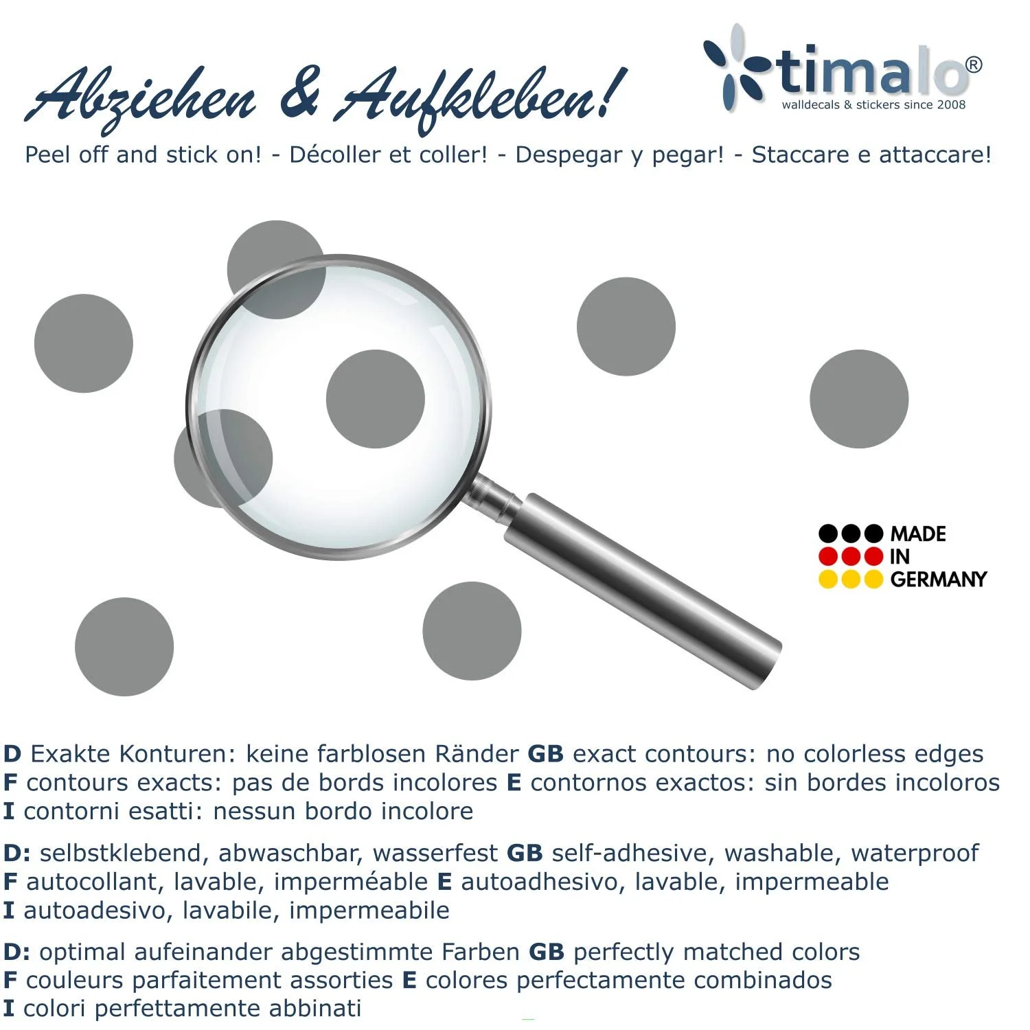 Наклейка на стіну timalo 73066-01-Light Grey G Круги 64 шт. Світло-сірий, фото №2