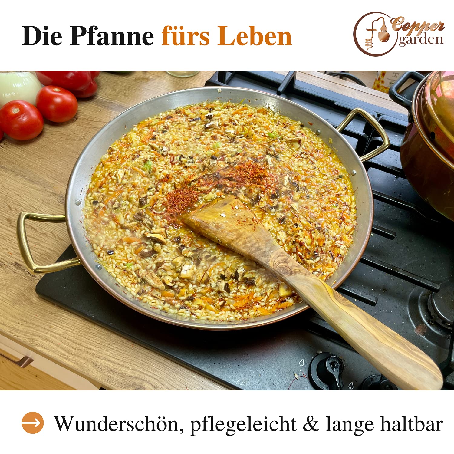 Сковорода CopperGarden® паэлья 35 см медь / нержавеющая сталь, фото №4