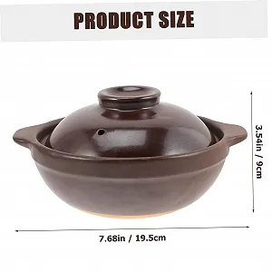 Кастрюля керамическая Toyvian Small с крышкой термостойкая для плиты и открытого огня для супа риса и рагу synthetic.ua - Фото 1