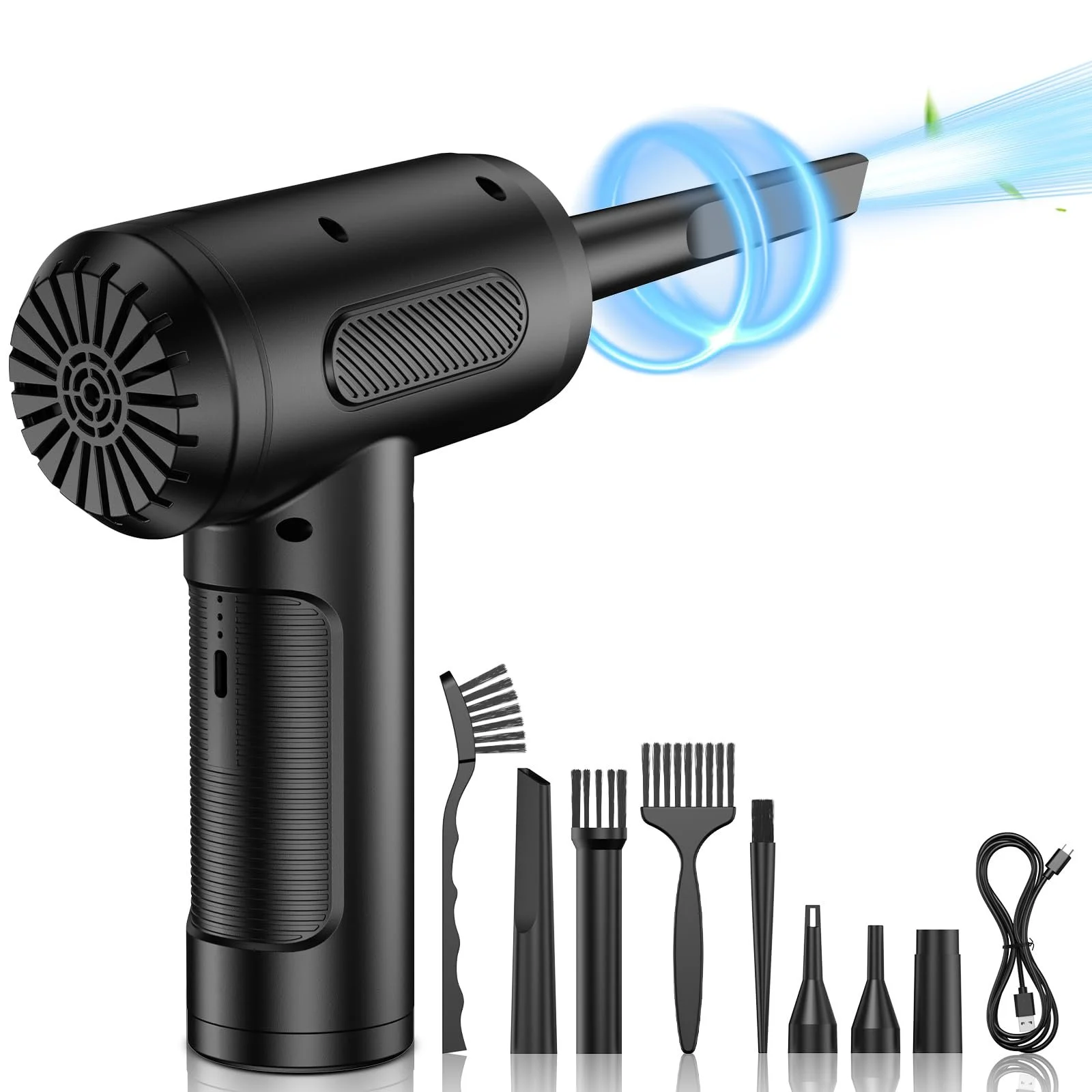 Електричний повітродувка  3-швидкісний 91000 об/хв 6000 мАг USB, фото №1