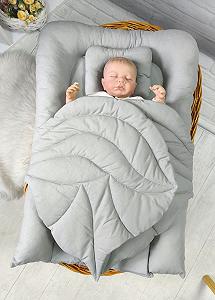 Кокон з крилами: люлька та ортопедична подушка, бавовна, сірий - Фото 1