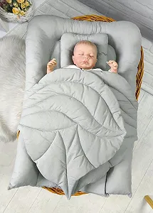 Кокон с крыльями: люлька и ортопедическая подушка, из хлопка, серый - Фото 1