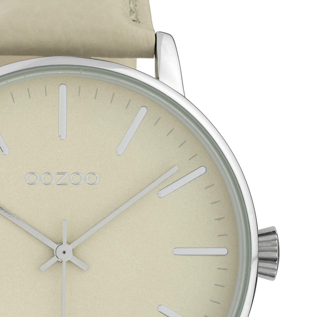 Женские часы Oozoo C10041 Кожаный ремешок 42 мм Бежевый / Бежевый, Черный-черный, Ремешок., фото №3