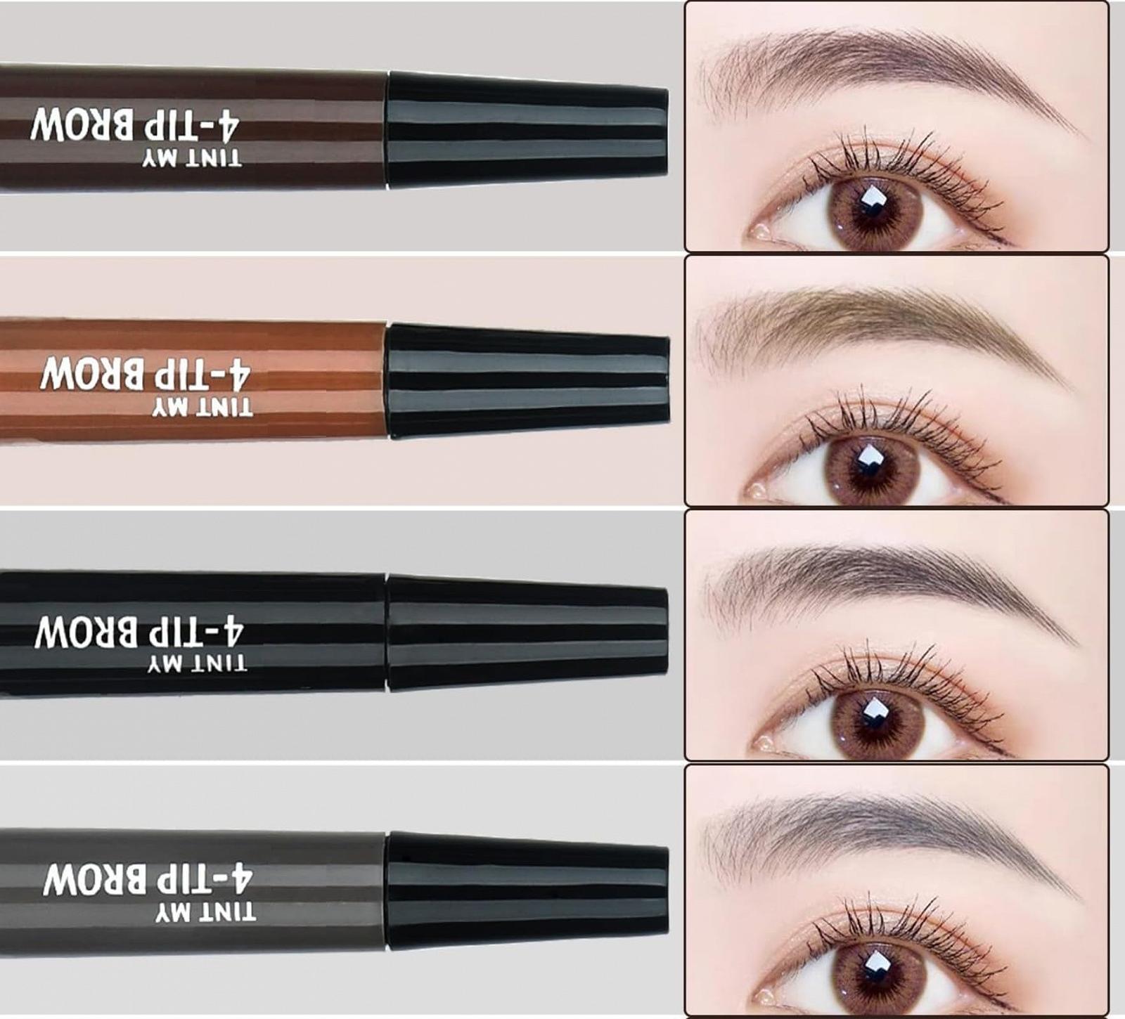 Олівець для брів Magic Microblading Contour 4 наконечники водостійкий темний, фото №4