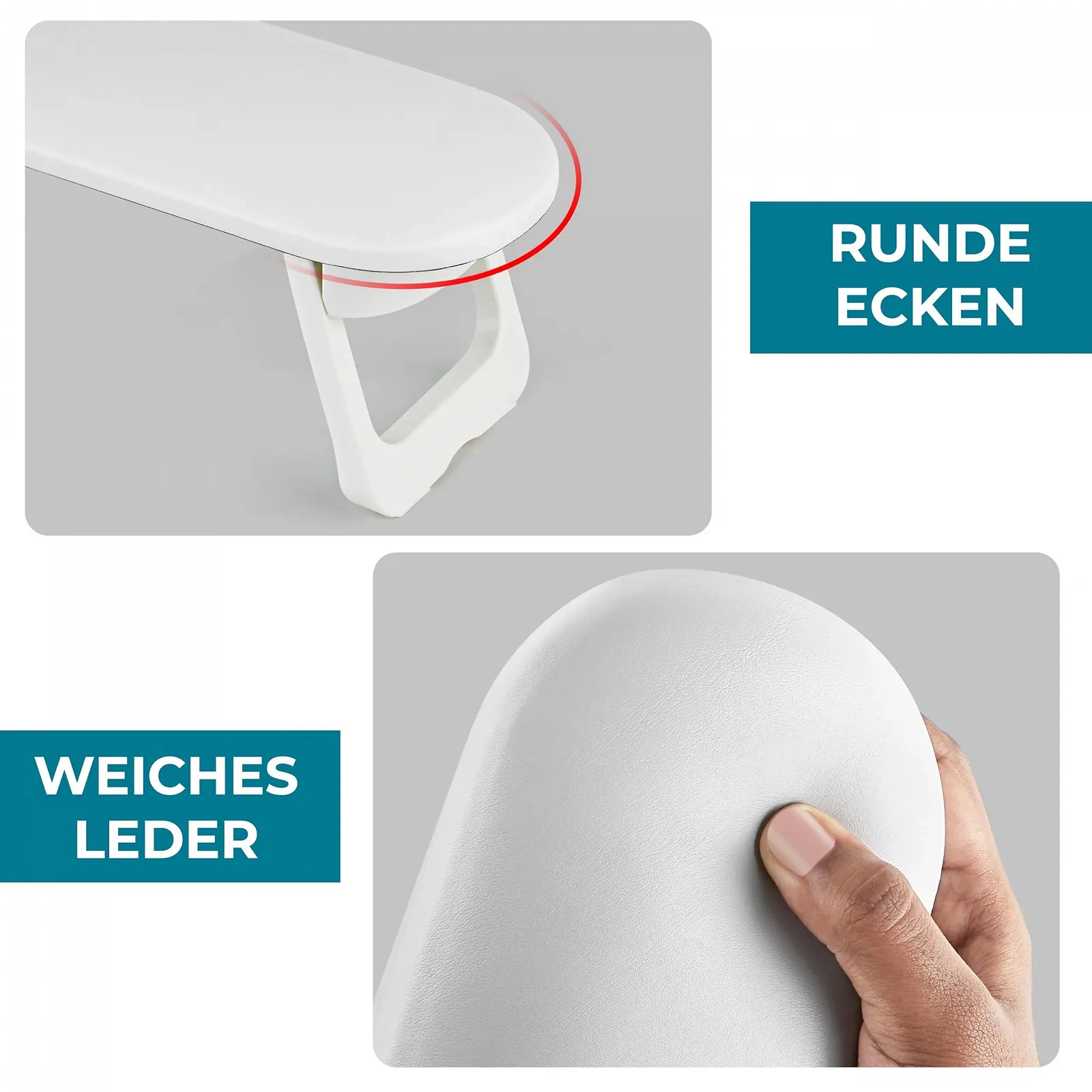 Підставка для рук Winter Shore Шкіряна для манікюрного салону Білий, фото №6