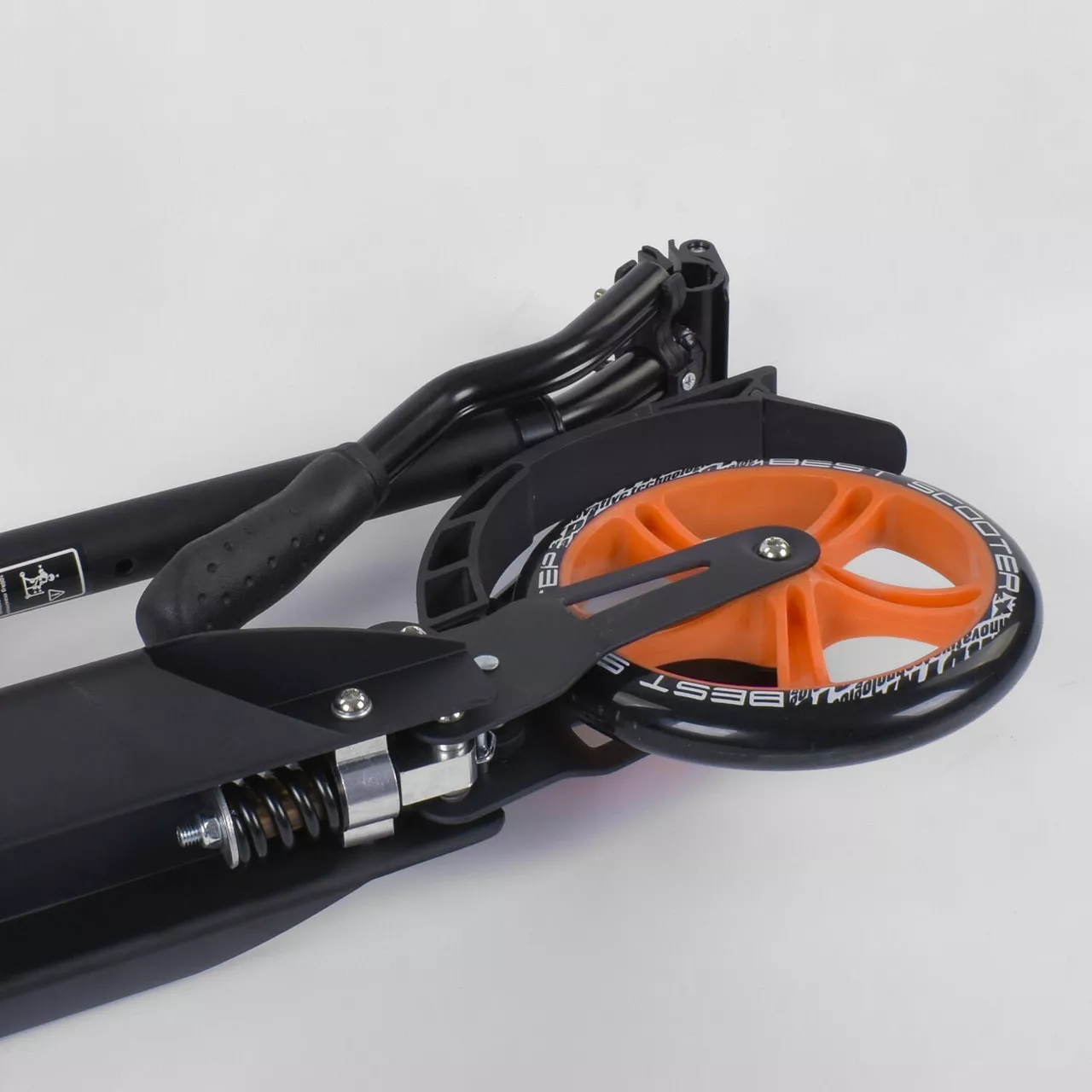 Самокат алюминиевый Best Scooter с PU колесами 2 аммортизаторами Black/Orange 92086, фото №3
