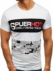 Футболка мужская удлиненная Белая с принтом - Фото 1