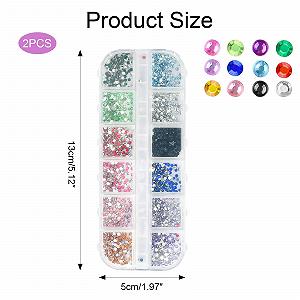 Стразы Самоклеящиеся Блестящие Камни для Дизайна Ногтей 4800 шт 2 мм Камни для Ногтей для Приклеивания 12 Цветов Набор Страз для Украшений и Поделок synthetic.ua - Фото 1