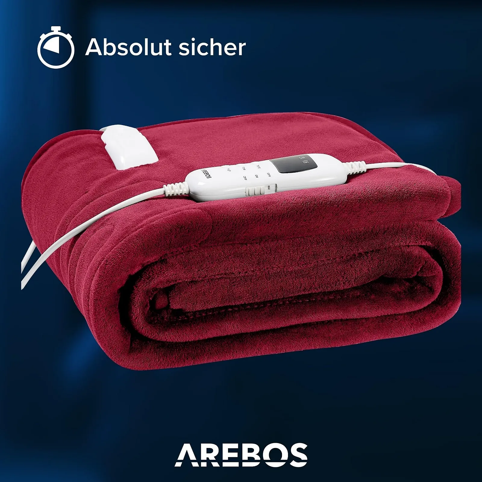 Электрическое одеяло Arebos Plush 160 x 120 см Бордовый, фото №4