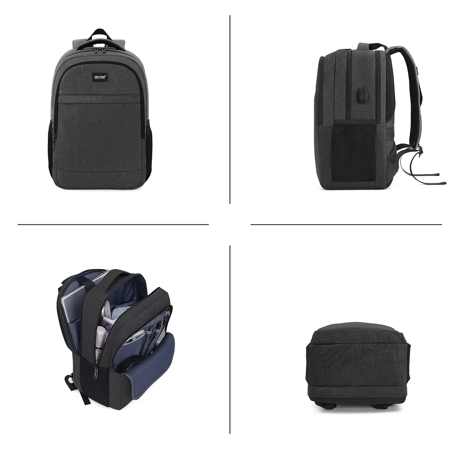Рюкзак для ноутбука TANTOMI 17 дюймів Large USB Charging Port Dust and Water Resistant Black, фото №8 Рюкзак для ноутбука TANTOMI 17 дюймів Large USB Charging Port Dust and Water Resistant Black, фото №8