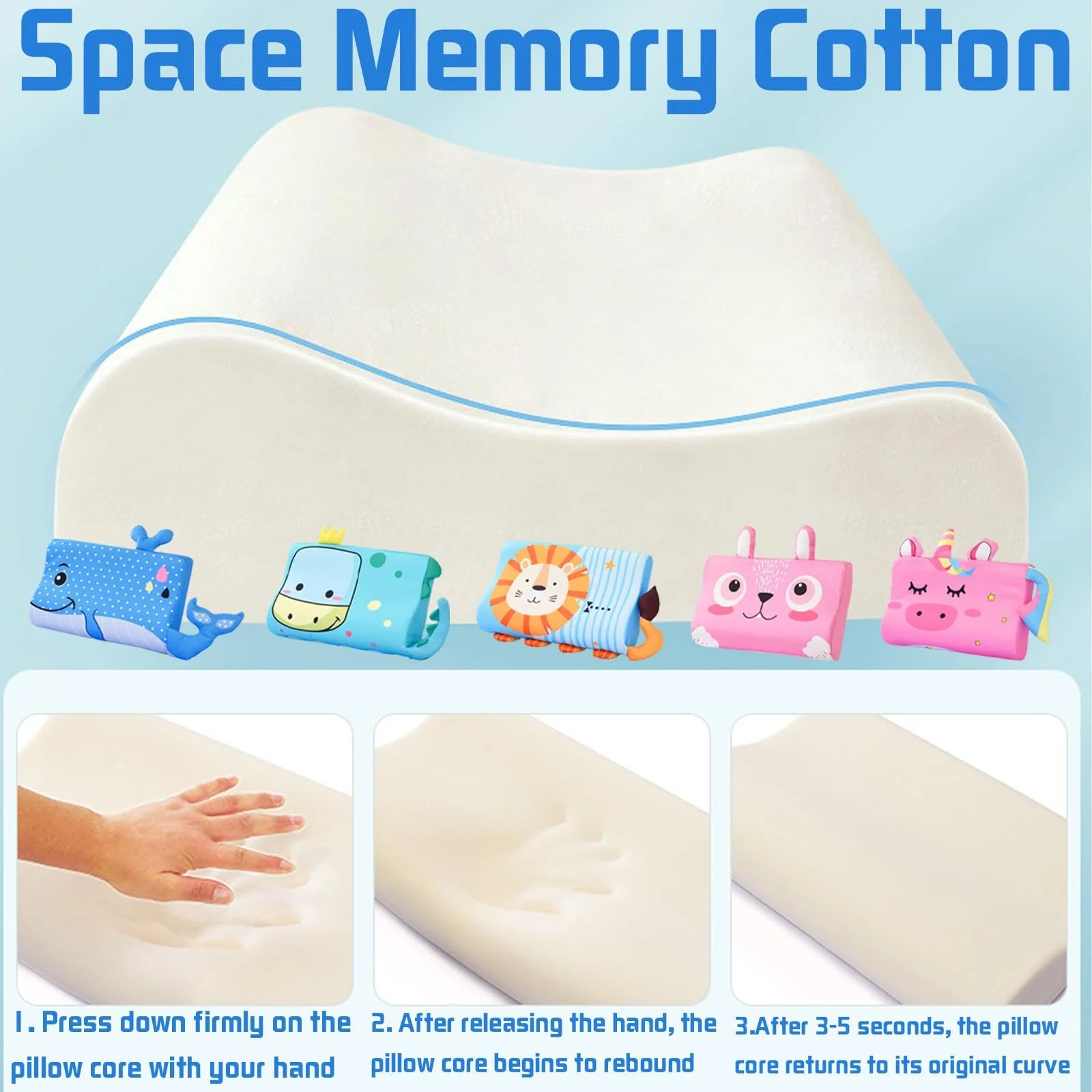 Подушка LUKIUP Schlummerkids Snooze Kids Дышащая Комфорт Пена с эффектом памяти 45 x 27 см (Unicorn), фото №6