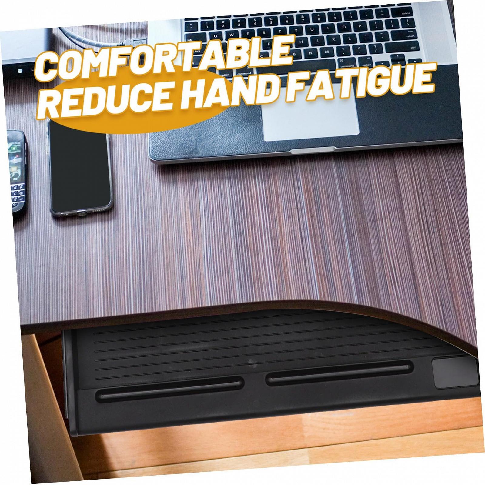 Выдвижной ящик для клавиатуры под стол Прочный ящик для клавиатуры со скользящей рейкой, экономящий пространство, эргономичный для офиса и домашнего офиса Черный, фото №3