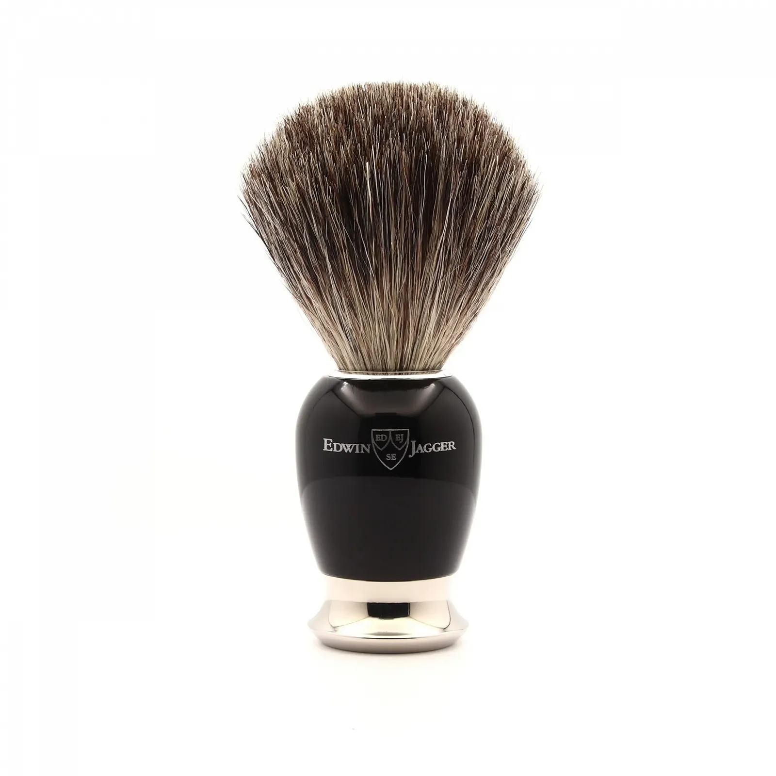 Помазок для бритья Edwin Jagger Pure Badger Imitation Ebony Nickel Plated, фото №1