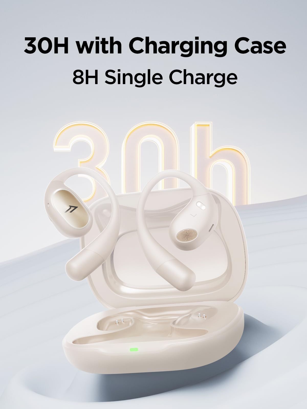 Наушники 1MORE S31 Open Ear Bluetooth 5.3 Ultralight с ушным крючком, с микрофоном ENC, 38 часов воспроизведения, IPX5, мощный бас для спорта/фитнеса Белый, фото №6