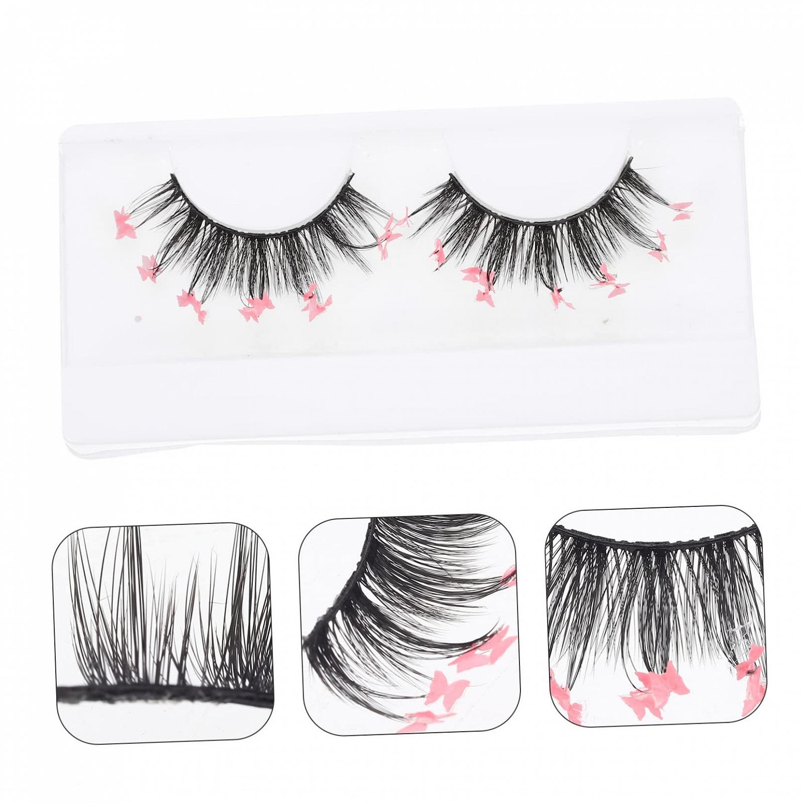 Накладные ресницы NOLITOY 2 пары с блестками, искусственные, химическое волокно, розовые, фото №5