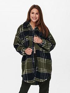 Пальто ONLY NEWCAMILLA TEDDY SHACKET AOP CC OTW 15228399 Kalamata Checks Хаки M - Фото 1