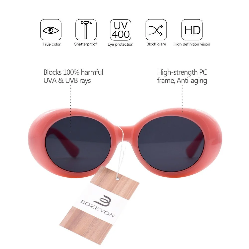 Сонцезахисні окуляри Овальні Bozevon Retro UV400 Захисні окуляри для чоловіків та жінок, фото №2