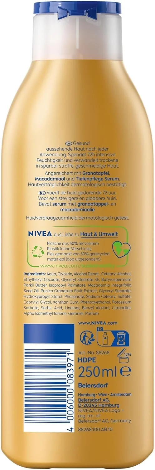 Лосьйон для тіла NIVEA Vital Поживний крем для зрілої шкіри з гранатом, олією макадамії та сироваткою NIVEA Deep Care 250 мл, фото №9