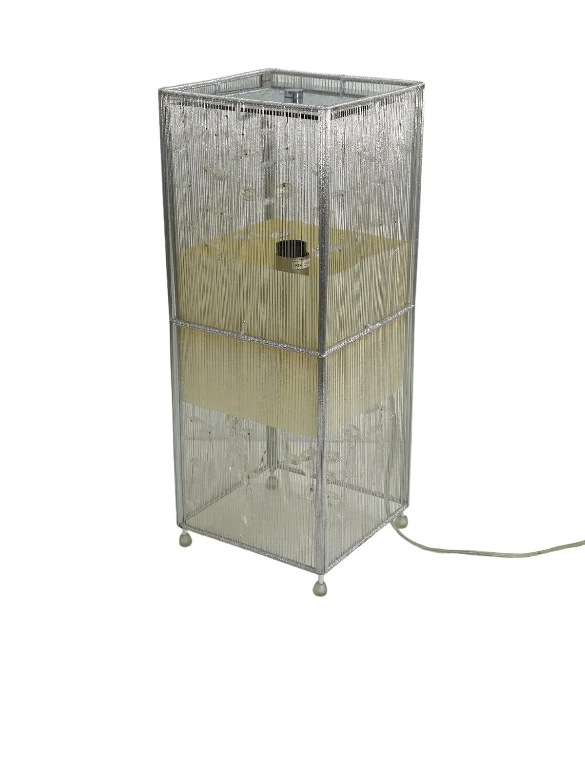 Настільна лампа Dapo Linnea Elegant зі шовковим абажуром ручної роботи та підвісками зі справжнього кришталю Silver, фото №4