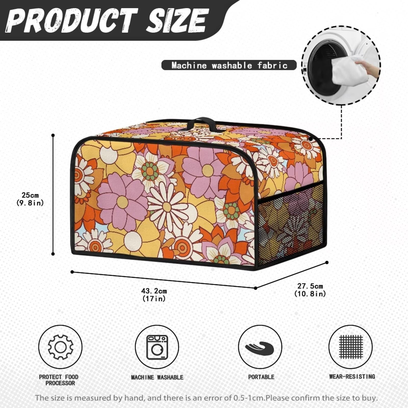 Чохол ZIATUBLES Hippie Flower Print Slow Cooker Квітковий принт Мішок для повільноварки Плямастійкий, фото №6