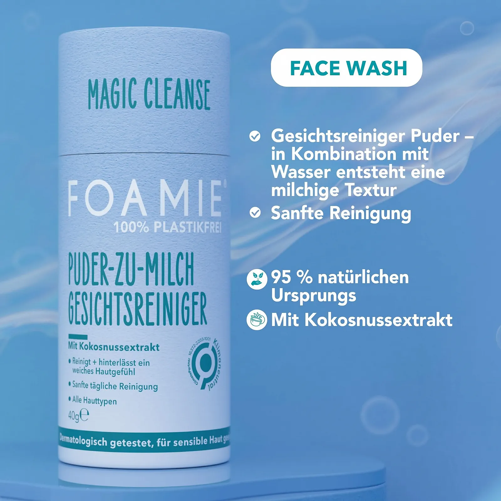Очищаюча пудра Foamie Face "Magic Cleanse", веганський догляд за обличчям з екстрактом кокосу, для зняття макіяжу та догляду за шкірою, фото №2