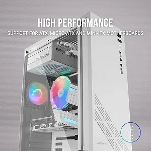 Корпус Mars Gaming MC100W / без БЖ / ATX / Micro-ATX / Mini-ITX / 1x90mm FRGB / USB 3.0 / Білий synthetic.ua - Фото 1